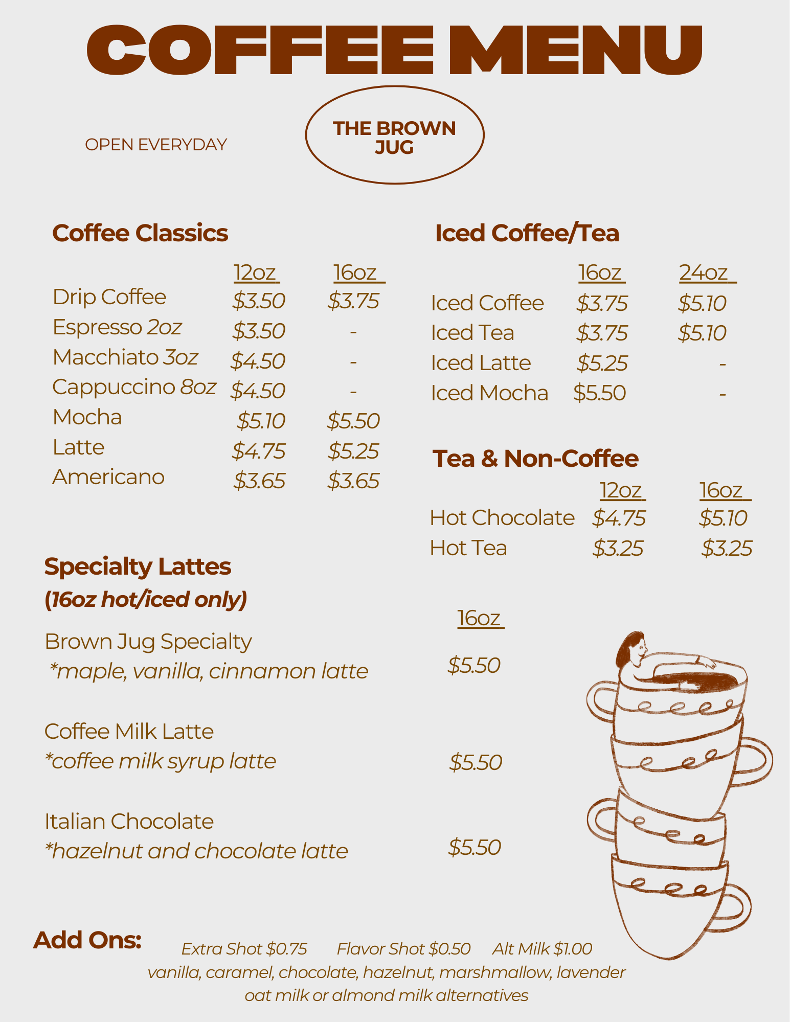 Coffee Menu 2026